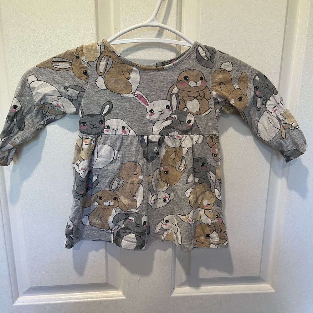 ☀️2/10$☀️ Gray Bunny Print Kids Top